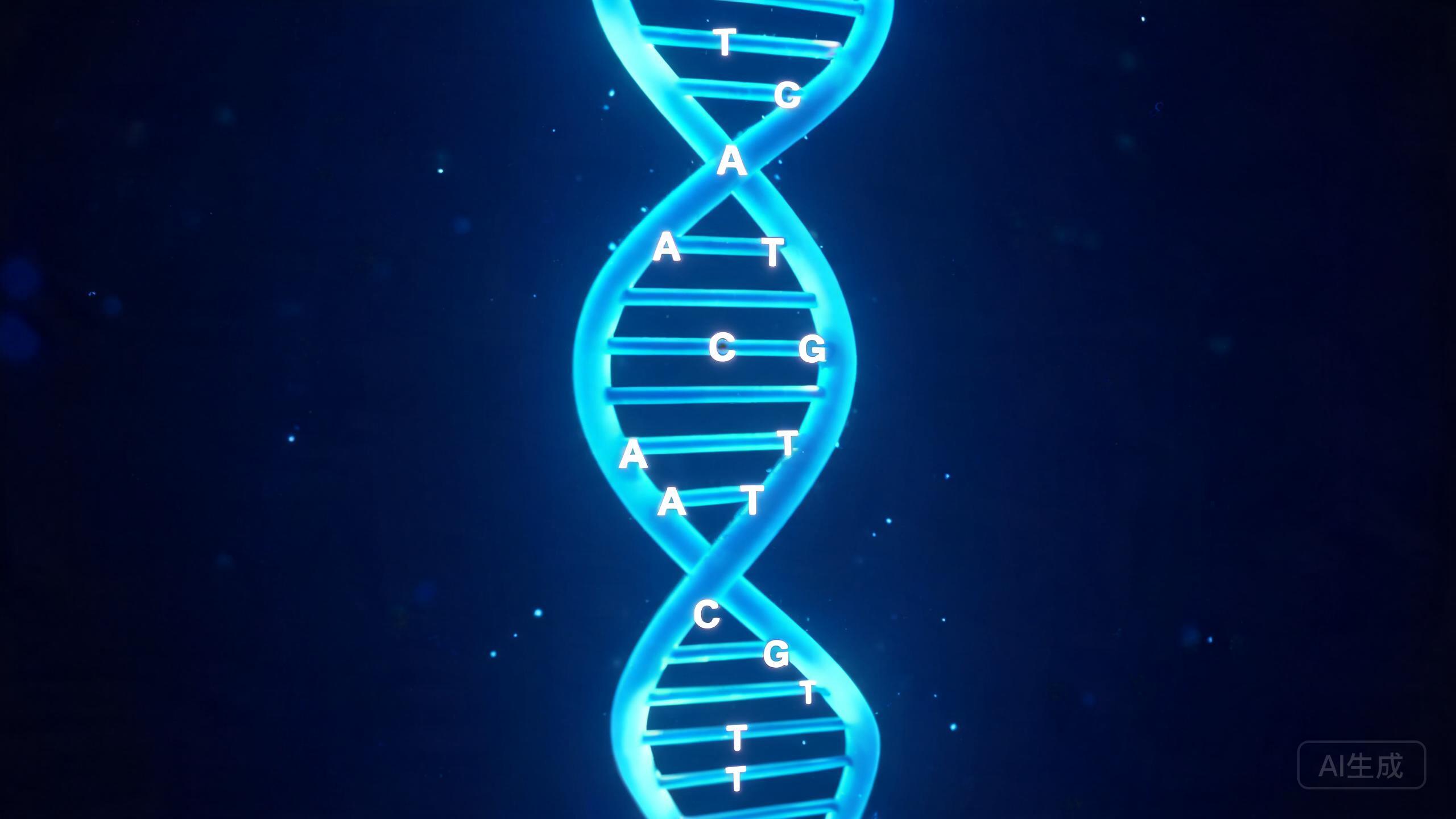 DNA雙螺旋基因研究，展示先进的生殖遗传学與PGT胚胎植入前基因检测技術